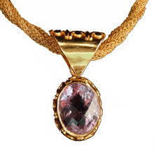 Load image into Gallery viewer, Purple Amethyst 22K Gold Plated Pendant with Chain: One-of-a-kind in stock