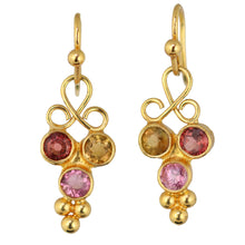 Load image into Gallery viewer, Three Tourmalines 22K Gold Plated: One-of-a-kind in stock