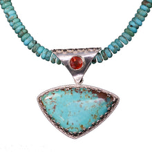 Load image into Gallery viewer, Turquoise Mandarin Garnet Pendant with Beads: One-of-a-kind in stock`