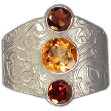 Load image into Gallery viewer, Citrine 2 x Red Mozambique Garnet Size 9.5
