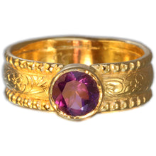 Load image into Gallery viewer, Purple Amethyst 22K Gold Plated Classic Band Size 9
