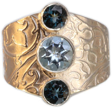 Load image into Gallery viewer, Blue Topaz 3-Stone Ring Size 9.5
