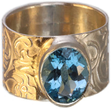 Load image into Gallery viewer, Swiss Blue Topaz Wide Band Size 6.5
