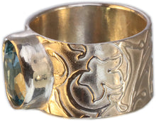 Load image into Gallery viewer, Swiss Blue Topaz Wide Band Size 6.5
